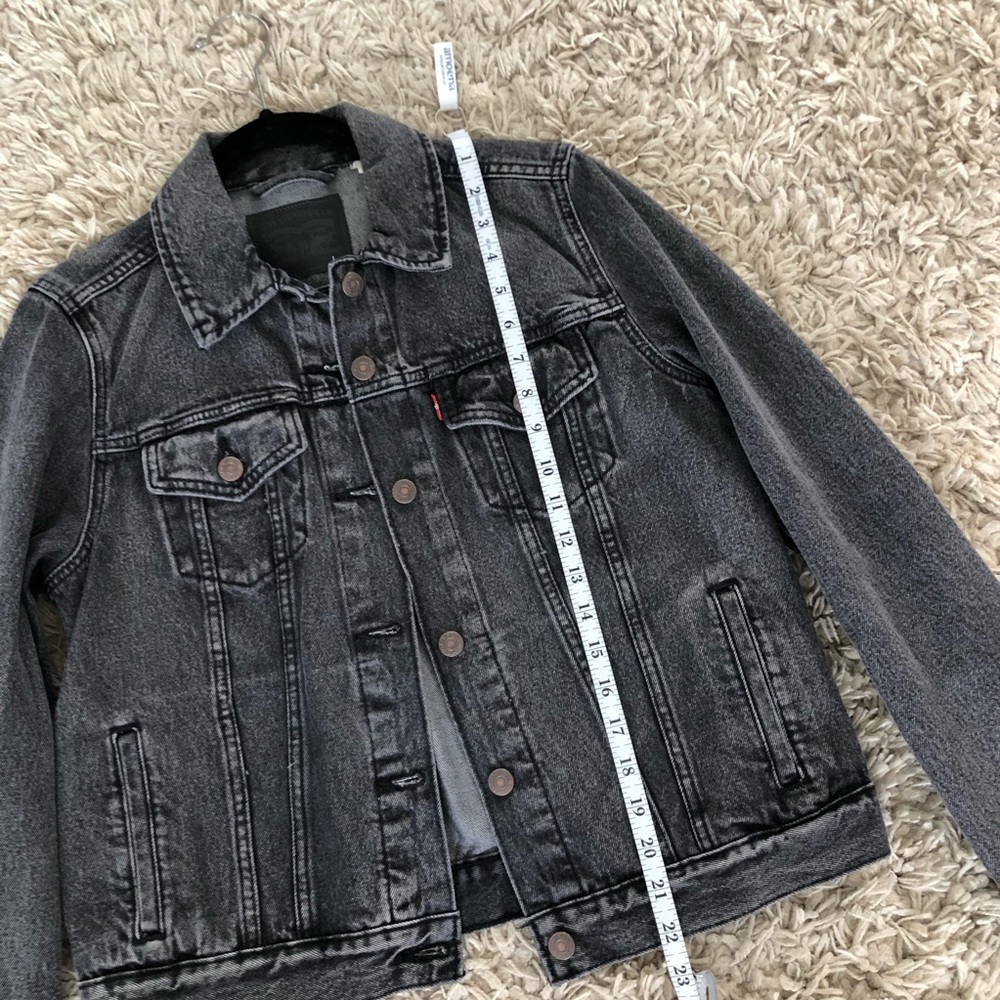 LEVI’S denim original trucker jean jacket dirt on my boots black gray size small - Picture 5 of 7
